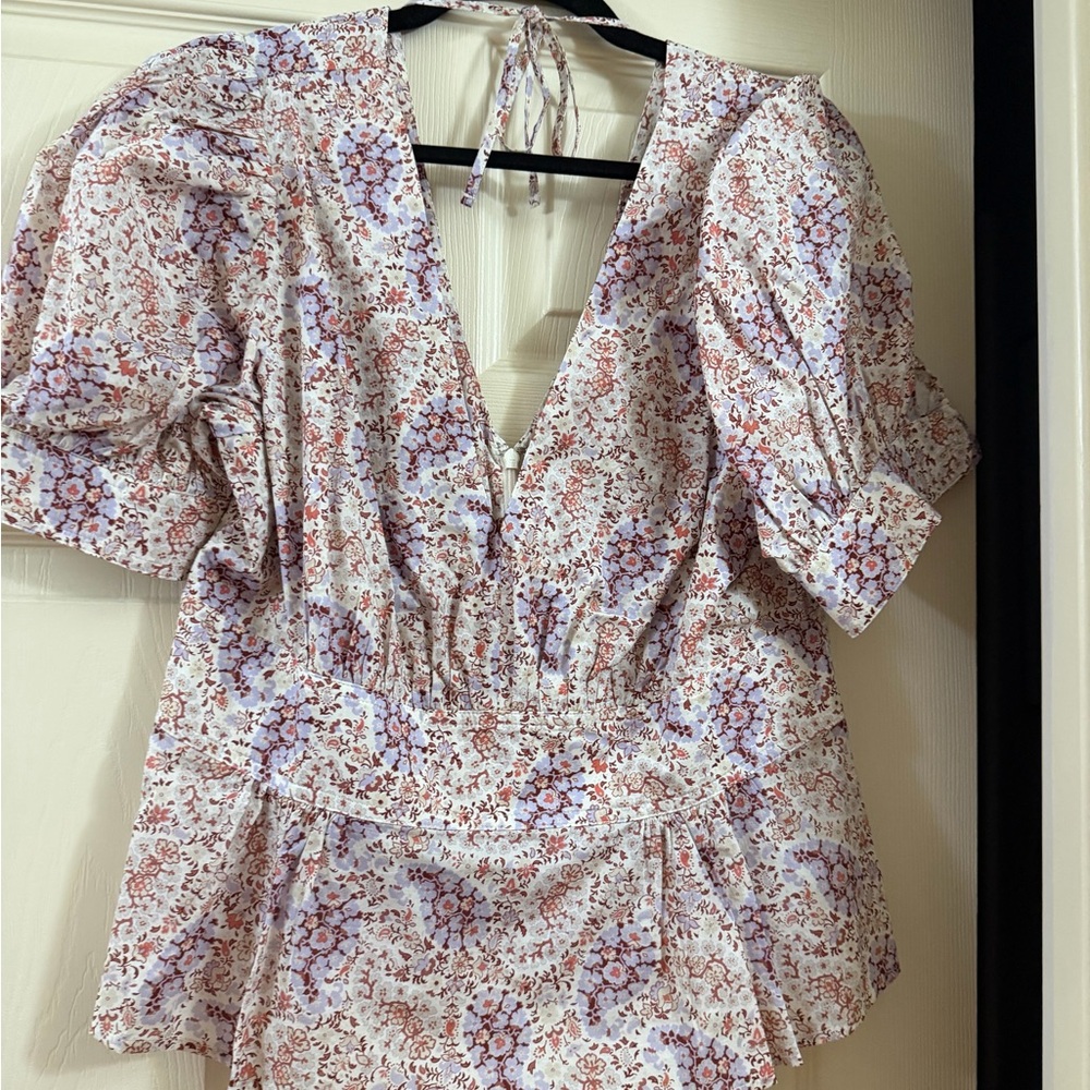 J Crew Floral Puff Sleeve Women's Top